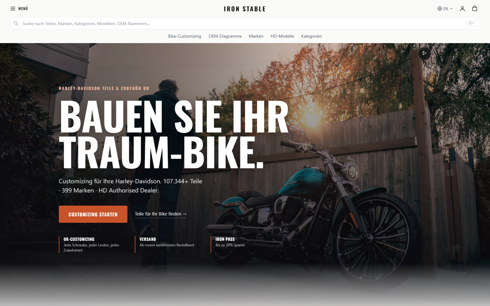 Iron Stable's German storefront, captured from the working site source.