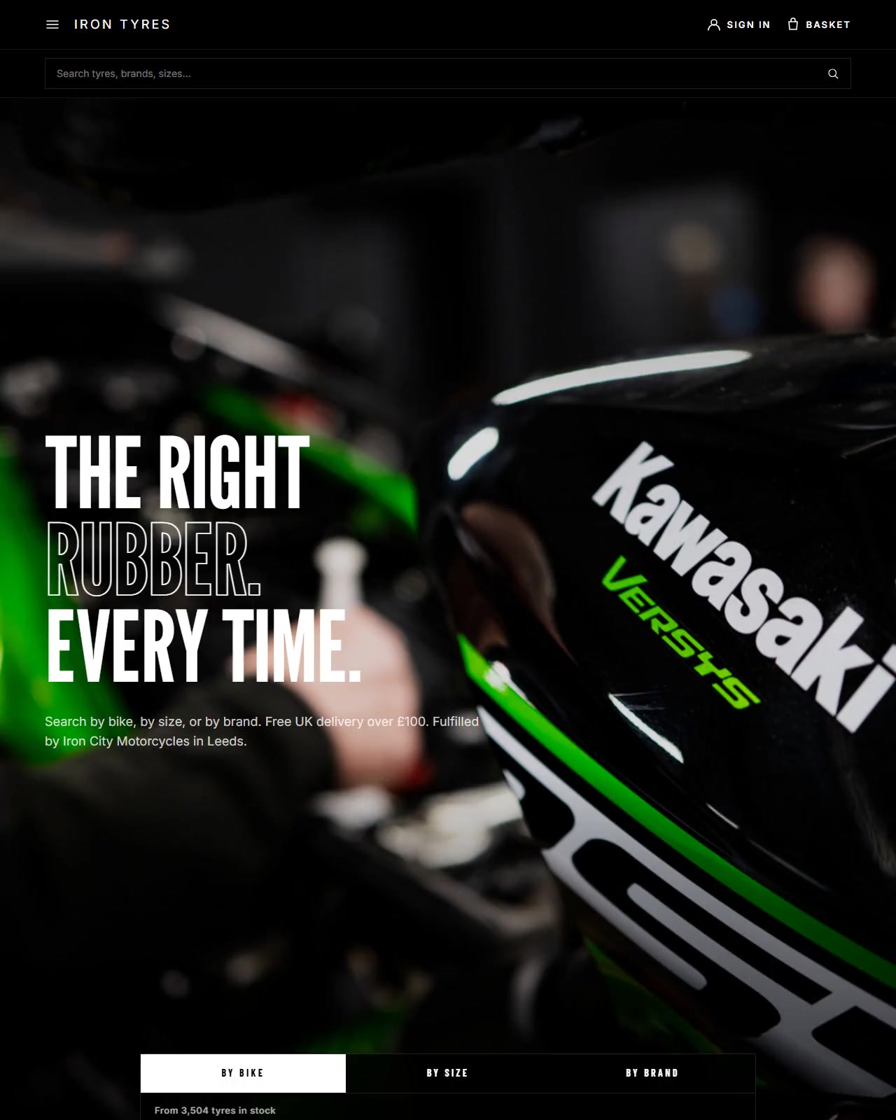 The Iron Tyres ecommerce website and tyre catalogue.